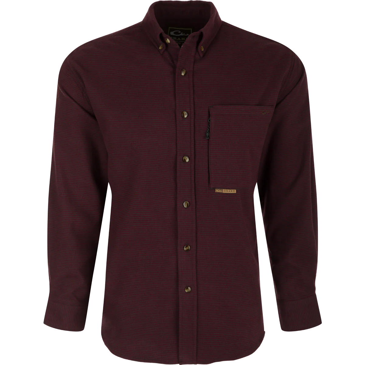 Autumn Brushed Twill Houndstooth Button-Down Long Sleeve Shirt - Image 3
