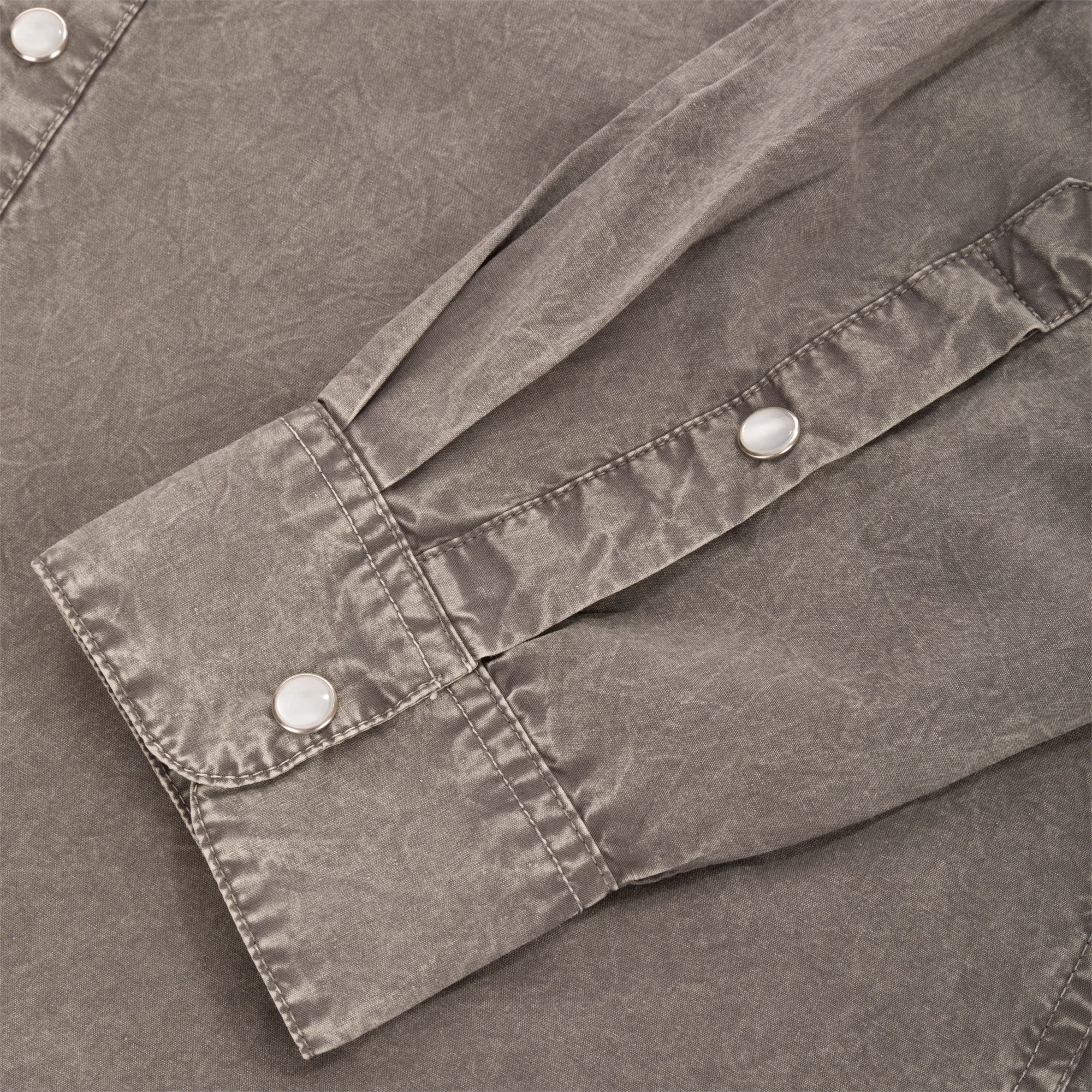 Cinco Ranch Western Solid Acid Wash Long Sleeve Shirt - Image 7